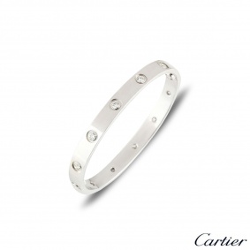 Cartier White Gold Full Diamond Love Bracelet Size 16 B6040716 Cartier White Gold Full Diamond Love Bracelet Size 16 B6040716